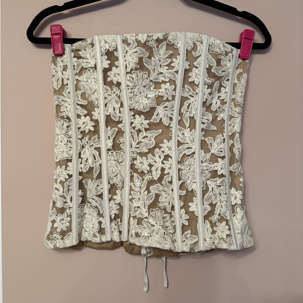 Floral Lace Strapless Corset Top